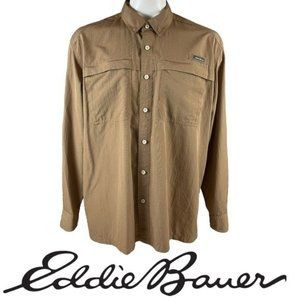 Eddie Bauer Fishing Shirt Mens 2XL Long Sleeve Sport Shop Button Up Vent E83